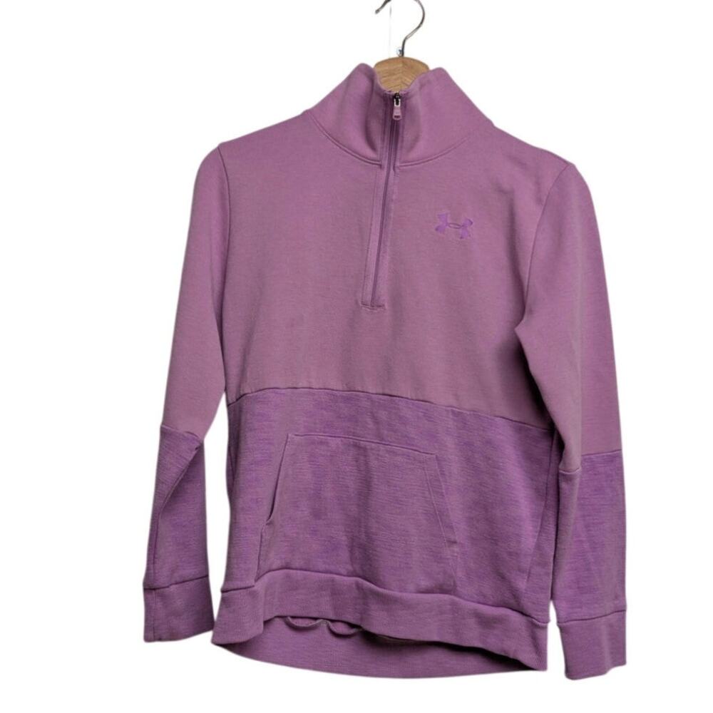 Big Girls Under Armour Pullover Half Zip Loose Fit Sweatshirt Purple Youth Large